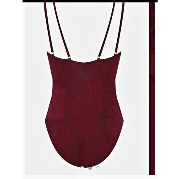 Jessika Allen  Sz 10 Burgundy Tank Belted swimsuit - Picture 2 of 7
